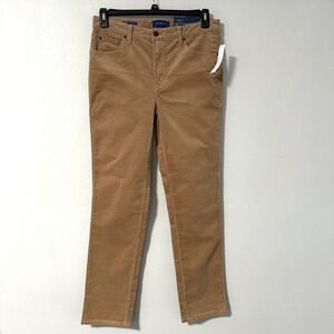 Talbots High Rise Straight Leg Corduroy Pants Tan Slimming Fit‎ Womens Size 6